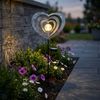 2x LED Solarleuchte, Glas, schwarz, silbergrau, Herz, H 82cm Bild 3