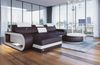 Ecksofa Berlin L Form - Kunstleder - dunkelbraun-weiß - Links Bild 2