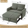 Merax Sofabett mit Schlaffunktion, Zweisitzer-Klappsofa, ausziehbares Design, dreistufig verstellbare Rückenlehne, atmungsaktiver Baumwoll-Leinen-Stoff, Armeegrün Bild 4