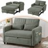 Merax Sofabett mit Schlaffunktion, Zweisitzer-Klappsofa, ausziehbares Design, dreistufig verstellbare Rückenlehne, atmungsaktiver Baumwoll-Leinen-Stoff, Armeegrün Bild 2