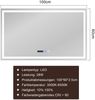 ZMH Beleuchteter Badezimmerspiegel - 100x60 cm LED, IP44, Touch-Schalter, Antibeschlag-Uhr, einstellbar Bild 4