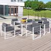 Merax 6-Personen-Garten-Essgruppe mit Sesseln, Gartenlounge-Set, Rope-Essgruppe, Gartenmöbel, abnehmbarer und waschbarer Stoffbezug, Grau Bild 5