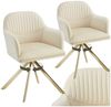 tectake Esszimmerstuhl Samt-Drehstuhl gepolstert, mit durchgehender Lehne, 56 x 59 x 81 cm (Bürostuhl Lona in creme/gold, 2 St), 360° drehbar, schlanke Stahlbeine, bodenschonend, Belastbarkeit 120 kg Bild 5