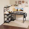 YOUDENOVA Gamingtisch Gaming Schreibtisch L Form 120x80cm mit LED Steckdose Regal Schwarz (1-St) Bild 4