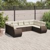 vidaXL 9-tlg. Garten-Sofagarnitur mit Kissen Braun Poly Rattan 3221802 Bild 1