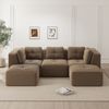 Flieks 3-Sitzer Modulares Sofa mit 2x Hocker, Cloud Sofa Cord rahmenlos, Lounge Sofa bodennah, mit breiten Armlehnen, Braun Bild 2