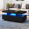 Merax Couchtisch Sofatisch Beistelltisch mit LED-Lichtleiste (Stauraumfunktion und robuster Spanplattenkonstruktion, 1-St, 100×50×45 cm), Wohnzimmertisch mit 2 Vakuumform-Schubladen und offenem Mittelteil Bild 5