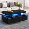 Merax Couchtisch Sofatisch Beistelltisch mit LED-Lichtleiste (Stauraumfunktion und robuster Spanplattenkonstruktion, 1-St, 100×50×45 cm), Wohnzimmertisch mit 2 Vakuumform-Schubladen und offenem Mittelteil Bild 2