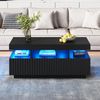 Merax Couchtisch Sofatisch Beistelltisch mit LED-Lichtleiste (Stauraumfunktion und robuster Spanplattenkonstruktion, 1-St, 100×50×45 cm), Wohnzimmertisch mit 2 Vakuumform-Schubladen und offenem Mittelteil Bild 3