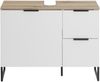 Waschbeckenunterschrank >Denver< 1 Tür, 2 Schübe, weiß matt / evoke eiche dekor - 80x60x35cm (BxHxT) Bild 3