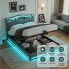 Furnishings Home Polsterbett Stauraumbett LED Doppelbett (1-tlg, Inkl. Komforthöhe Lattenrost, Leises Design Bett), Mit Bettkasten, RGB Beleuchtung, Ladefunktion Bild 2