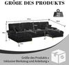 Ecksofa U-Form 272x136x88 cm, Schwarz, Chenille, mit 2 Liegeflächen und Metallfüßen Bild 5