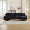 Ecksofa U-Form 272x136x88 cm, Schwarz, Chenille, mit 2 Liegeflächen und Metallfüßen Bild 2