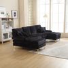 Ecksofa U-Form 272x136x88 cm, Schwarz, Chenille, mit 2 Liegeflächen und Metallfüßen Bild 4