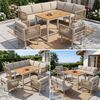 Merax 6-teiliges Gartenlounge-Set, Ecksofa mit 2 Sesseln & Tisch, wetterfestes Stahlgestell, Seilgeflecht-Design, Outdoor Lounge für Balkon & Terrasse, Beige Bild 3