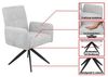 Massivart® Polsterstuhl drehbar, Esszimmerstuhl, Taschenfederkern, mit Armlehnen, »VILDE«, Webstoff • Metallgestell schwarz • komfortabel gepolstert Bild 4