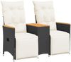 vidaXL Gartensofa 2-Sitzer Verstellbar mit Tisch Schwarz Poly Rattan 365722 Bild 2