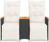 vidaXL Gartensofa 2-Sitzer Verstellbar mit Tisch Schwarz Poly Rattan 365722 Bild 4