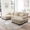 Modulares Ecksofa aus Chenille mit beweglichen Ottomans, tiefer Sitz, 313 x 145 x 81 cm, Hellbraun Bild 3