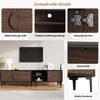 TV-Schrank Lowboard aus Spanplatte mit 3 Türen & 2 offenen Fächern, für bis zu 80 Zoll, 180x35x49 cm, Dunkleiche Bild 5