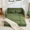 Schlafsofa 165x92/212x82/67 cm in Grün, Cordstoff, 2-in-1 Klappsofa mit 2 Kissen und Magazintaschen Bild 2