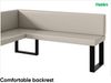 MEBLINI Eckbank für Esszimmer mit ausziehbarem Tisch - Küchenbank - Essecke - Sitzecke Küche - TONI - U-Beine 128x168x87cm Links - Beige Kunstleder/M Weiß-Schwarz Hochgl. Bild 5