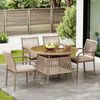 Merax Garten-Essgruppe, Gartenmöbel-Set aus Rattan, Runder Glastisch + 4 Armlehnstühle, Eisengestell, Braun Bild 2
