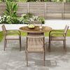 Merax Garten-Essgruppe, Gartenmöbel-Set aus Rattan, Runder Glastisch + 4 Armlehnstühle, Eisengestell, Braun Bild 5