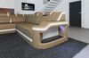 Mini XL Leder Wohnlandschaft Palermo mit LED - Büffelleder - Sandbeige-Weiß - Links Bild 5