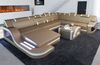 Mini XL Leder Wohnlandschaft Palermo mit LED - Büffelleder - Sandbeige-Weiß - Links Bild 4