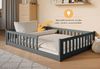 Kids Collective Kinderbett Bodenbett Bett mit Rausfallschutz & Lattenrost Montessori Bett Kinder (weitere Größen 80x160, 80x180, 90x190, 90x200, 120x200 cm), Jugendbett Einzelbett Graphit Kiefer 140x200 cm Bild 4