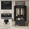 skølm 'Ituri' Kleiderschrank mit 2 Schubladen, Metall, 170x45x80 cm, schwarz, Garderobe mit 4 Fächern und 2 Kleiderstangen Bild 3