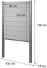 WPC-Sichtschutz Sarthe, Zaun Windschutz, Alu-Pfosten zum Einbetonieren ~ Basiselement schmal, 100cm grau Bild 3