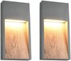 2er Set LED Außenwandleuchten in Anthrazit & Holzoptik, Höhe 33cm Bild 2