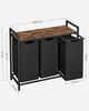 Vasagle Wäschekorb mit 3 Fächer, Metallrahmen Vintagebraun/Schwarz, 38L / 92,5 x 33 x 72 cm Bild 5