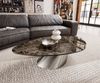 Couchtisch Edge Organisch 140x76 cm Keramik Emperador Extra Lucidato Dunkelbraun Conis Edelstahl gebürstet Bild 2