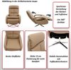 Relaxsessel HWC-L11, Design Fernsehsessel TV-Sessel Liegesessel, Liegefunktion drehbar, Voll-Leder ~ taupe Bild 2