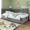 Merax Polsterbett Tagesbett Daybett 90x190cm, Schlafsofa mit hydraulischem Stauraum, Kinderbett Jugendbett Bettgestell mit Lattenrost aus Holz, Samt, Grau Bild 2
