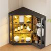 TWSOUL Eckvitrine Glasvitrine verstellbaren Böden LED & gehärtetem Glas Offene Regale 100cm Eckglasanzeigeschrank Hochschrank Bücherregal Spielzeug, Bücher Bild 3