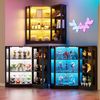 TWSOUL Eckvitrine Glasvitrine verstellbaren Böden LED & gehärtetem Glas Offene Regale 100cm Eckglasanzeigeschrank Hochschrank Bücherregal Spielzeug, Bücher Bild 2