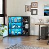 TWSOUL Eckvitrine Glasvitrine verstellbaren Böden LED & gehärtetem Glas Offene Regale 100cm Eckglasanzeigeschrank Hochschrank Bücherregal Spielzeug, Bücher Bild 4