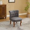 Echtleder Sessel, Loungesessel Wohnzimmer,Kautschukholz Massivholz, Einzelstuhl,Pull-Point Knöpfe, Esszimmerstuhl,bis 150 kg,Grau Bild 4