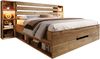 Polsterbett 160×200 cm aus Metall und Holz mit LED-Beleuchtung und USB-C-Ladefunktion, eiche Bild 5