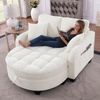 Multifunktionales Sofa, 2-in-3 Sofa-Bett mit Aufbewahrungs-Hocker atmungsaktiver Stoff für kleine Räume, Stoff und Eukalyptusholz, Black, Bild 3