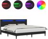 vidaXL Bettrahmen mit LED-Lichtleisten Schwarz 180 x 200 cm Kunstleder 42028031 Bild 2