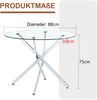 Esstisch rund H 75 x T 88 x B 88 cm, gehärtetes Glas, Metallgestell in Silber, für 2–4 Personen Bild 5