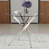 Esstisch rund H 75 x T 88 x B 88 cm, gehärtetes Glas, Metallgestell in Silber, für 2–4 Personen Bild 3