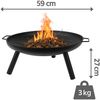 BURI Feuerschale 59cm rund aus Metall | Feuerstelle mit 2 Griffen & 3 stabilen Füßen | Feuerkorb Grillschale Pflanzschale für Garten Terrasse Balkon Outdoor Bild 4