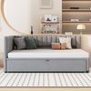 Merax Multifunktionales L-förmiges Schlafsofa mit Ausziehbett 90/180*200cm, Polsterbett in Samtstoff, platzsparendes Design für Kinderbett, Gästebett, hellgrau Bild 3