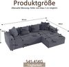 Modulares Ecksofa 261 x 146 x 65 cm in Grau mit Liegeseite, 4 Kissen und Cordbezug Bild 5
